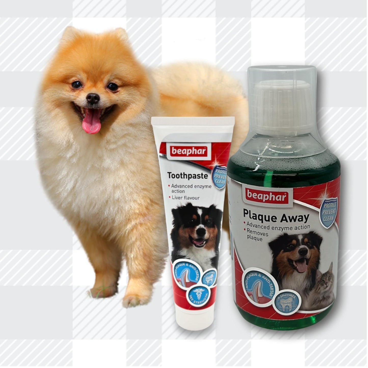 Dog Dental Care Pack, Toothpaste, Toothbrush, Plaque Away Mouthwash Jerky Treat, Oral Hygiene