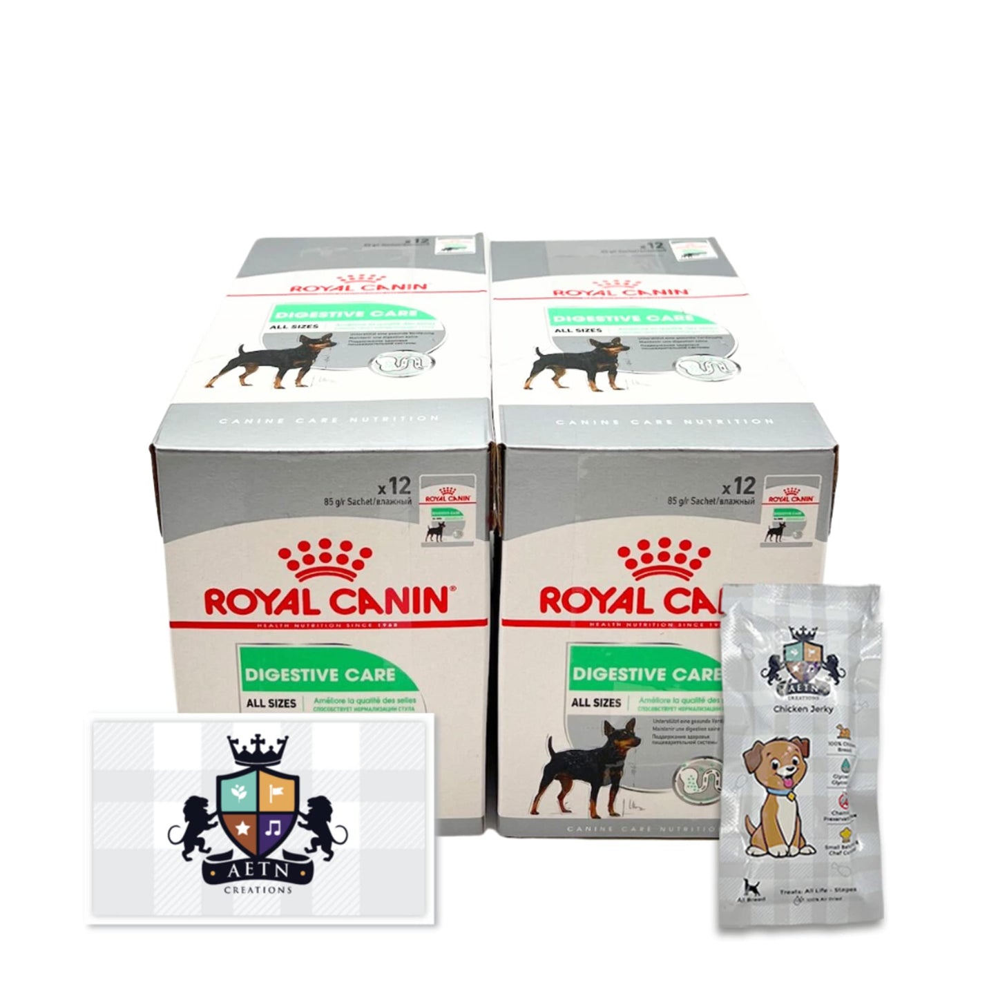 AETN Creations Digestive Care Wet Dog Food Pack 2x12x85g plus AETN Jerky Treat, Formulated to Support Optimal Digestive Health in Adult Dogs