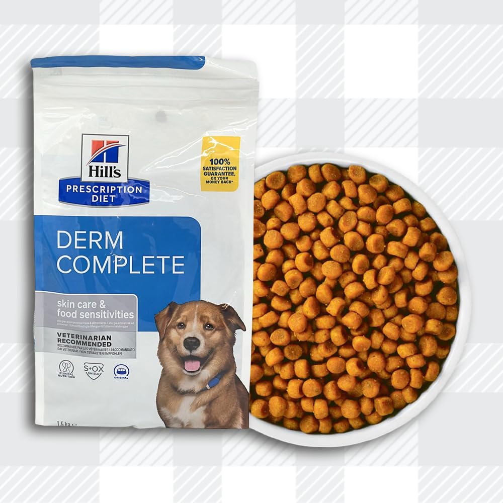 AETN Creations Diet Derm Complete Dry Dog Food 1.5kg for Canine Skin Conditions, Allergies, and Coat Care Management with AETN Chicken Jerky Treat