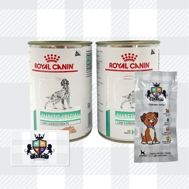 AETN Creations Diabetic Special Dog Food Bundle Pack 2x410g Tins of Diabetic Wet Food plus AETN Creations Jerky Dog Treat Specially Formulated to Support Diabetic Dog's