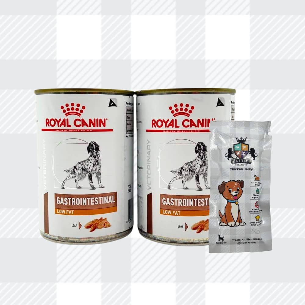 AETN Creations Gastrointestinal Low Fat Pack 2x410g Wet Dog Food in Loaf to Support Canine Gastro Health with AETN Jerky Treat