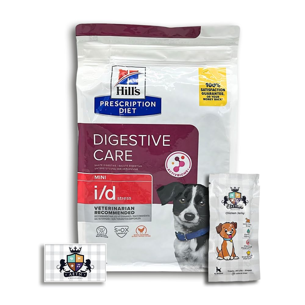 AETN Creations I/D Stress Digestive Care in Chicken 1kg Bundle Dry Mini Adult Dog Food - Calm Gastrointestinal Tract for Healthy Digestion with AETN Jerky Treat