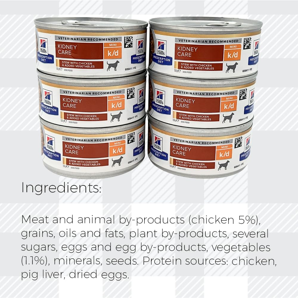 AETN Creations Prescription Diet Canine K/D Stew with Chicken 6x156g Cans plus AETN Jerky Dog Treat, Designed to Support Dogs with Kidney Concerns