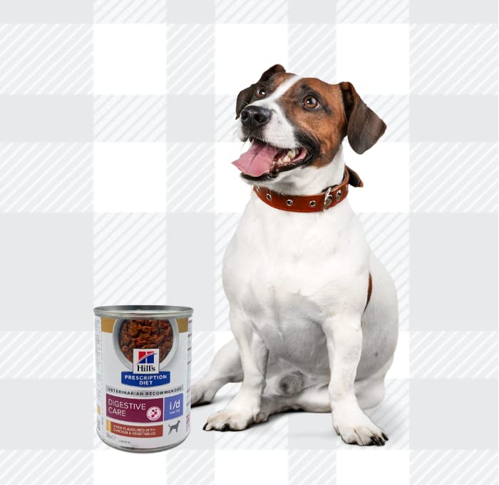 AETN Creations Bundle Prescription Diet I/D Low Fat Stew Chicken 6x354g Tins Wet Dog Food plus AETN Jerky Treat, Specially Formulated for Dogs with Digestive Problems