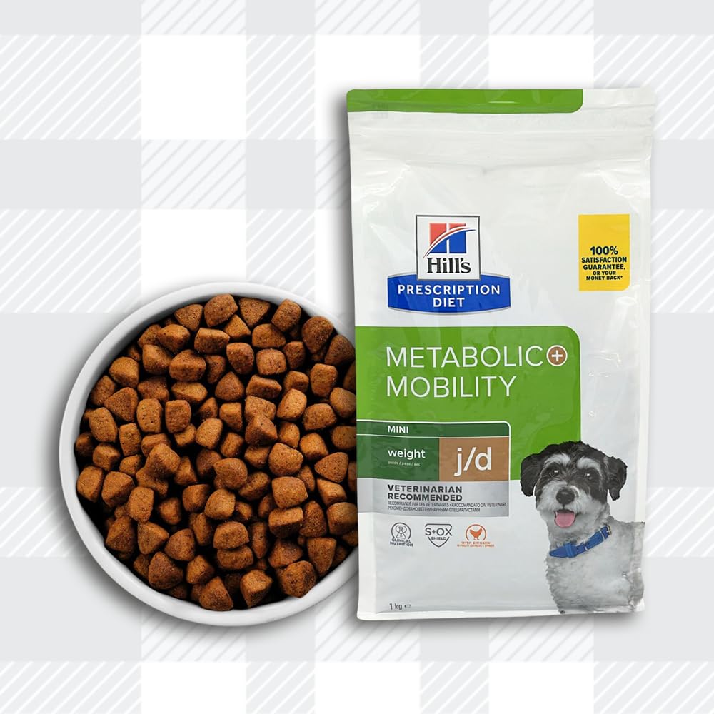 AETN Creations Dry Dog Food Diet Metabolic + Mobility j/d Mini 1kg Chicken Weight Management and Joint Health Support with AETN Chicken Jerky Treat