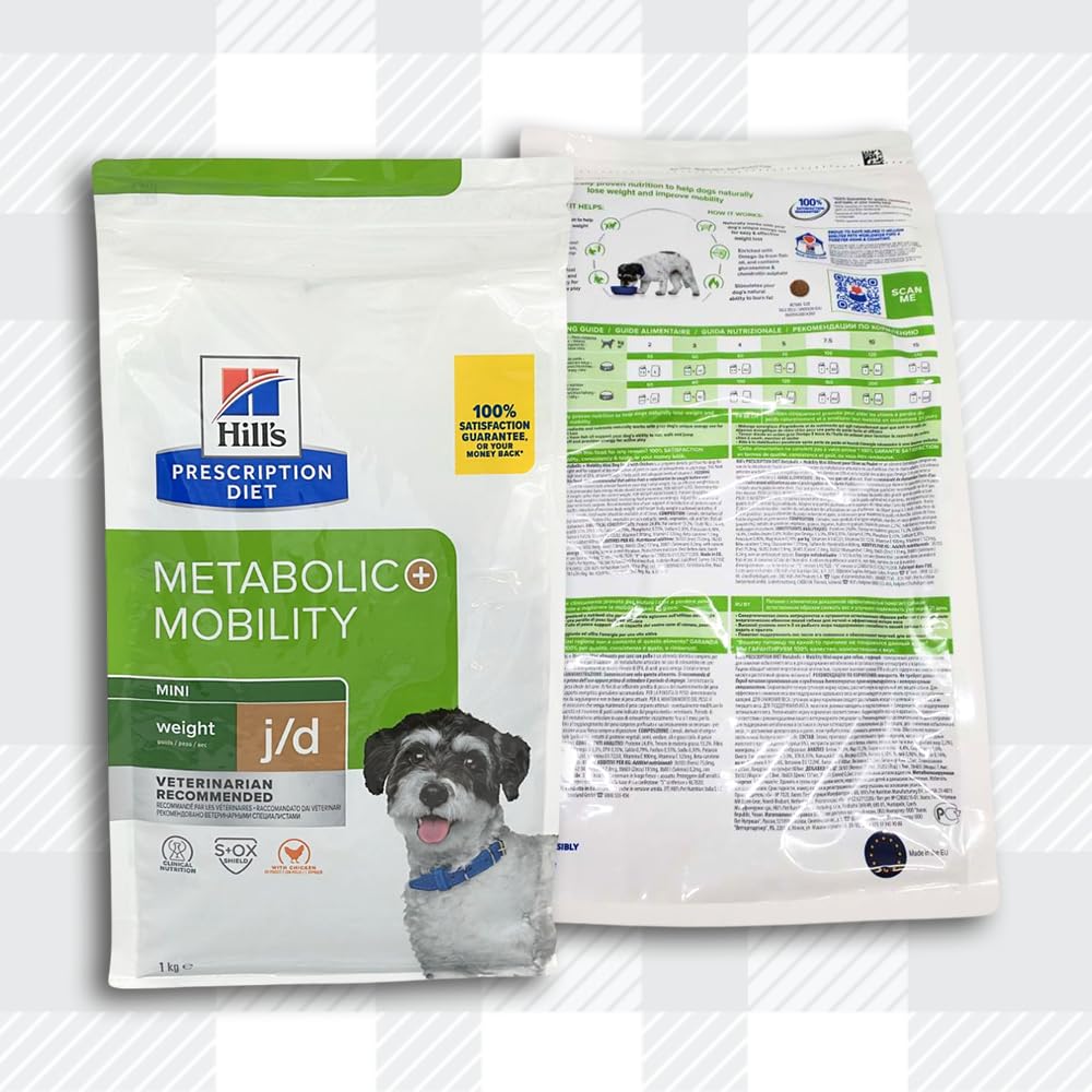 AETN Creations Dry Dog Food Diet Metabolic + Mobility j/d Mini 1kg Chicken Weight Management and Joint Health Support with AETN Chicken Jerky Treat