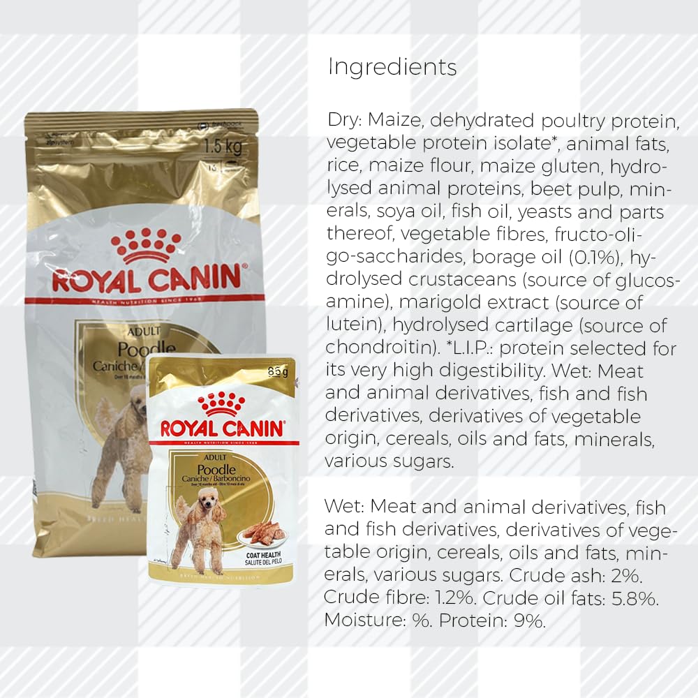 AETN Creations Complete Poodle Care Bundle 1.5kg Dry Dog Food + 2x85g Wet Pouches with AETN Jerky Dog Treat