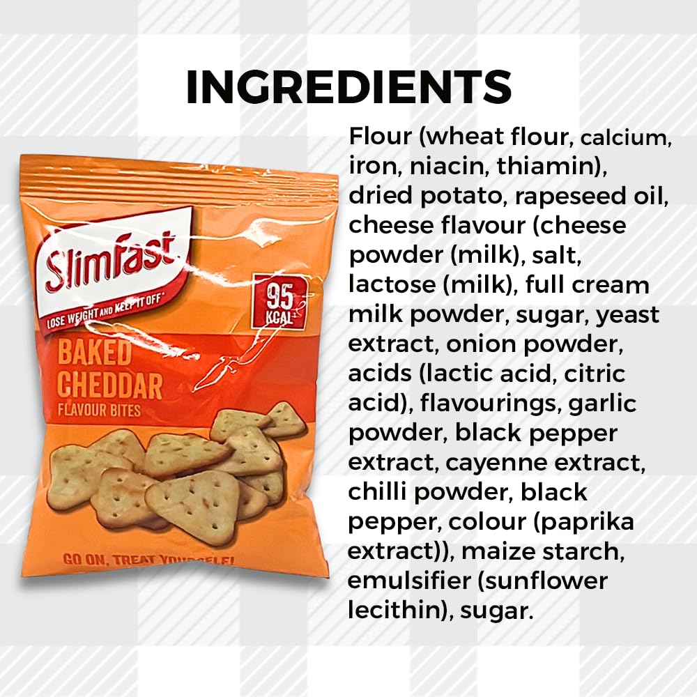AETN Creations Low-Calorie Snack Pack of 30-15 Cheddar Bites, 15 Sour Cream and Chive Flavoured Slim Fast Crisps plus AETN Fridge Magnet and Meal Planner