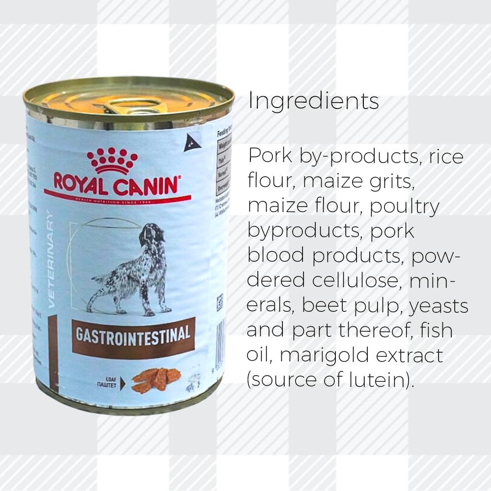 6x400g Wet Gastrointestinal in Loaf Veterinary Diet Dog Food for Adult Dogs with Digestive Sensitivities + Jerky Treat