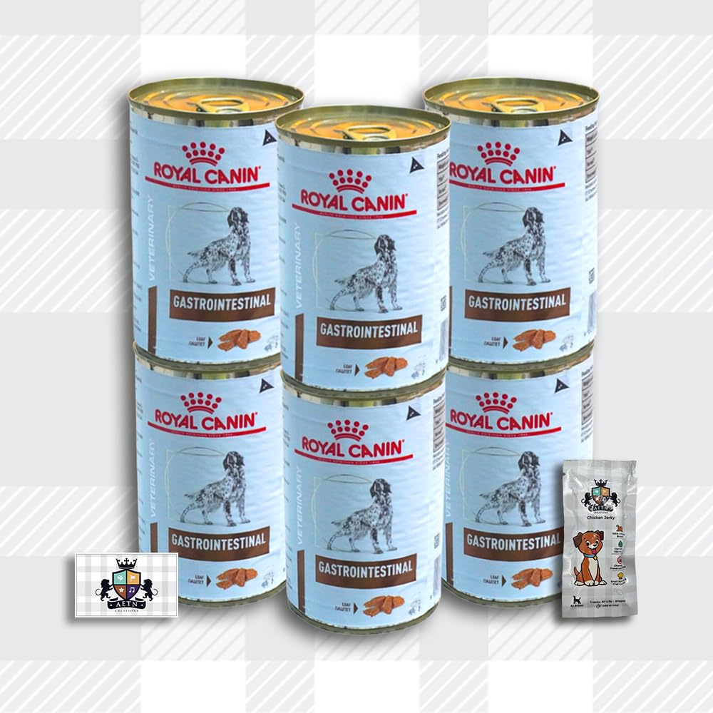 6x400g Wet Gastrointestinal in Loaf Veterinary Diet Dog Food for Adult Dogs with Digestive Sensitivities + Jerky Treat
