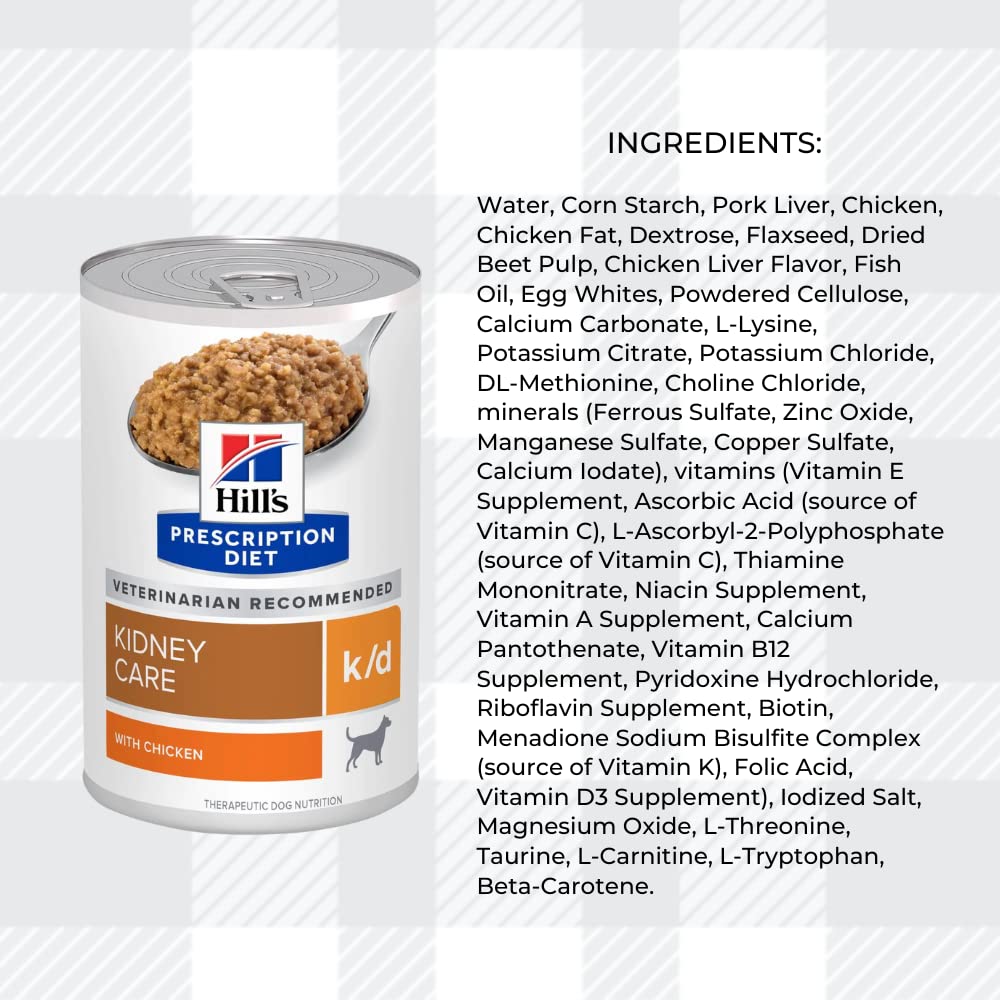 AETN Creations Hills Prescription Diet k/d Kidney Care Dog Food Wet with Chicken 6x370g and AETN jerky treat