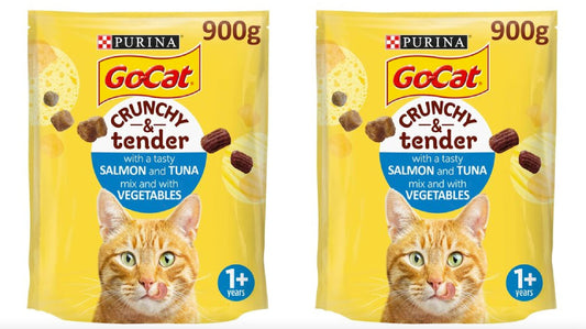 GabTon Rise Go-Cat Crunchy & Tender Salmon Tuna Vegetable 900G (Pack of 2)