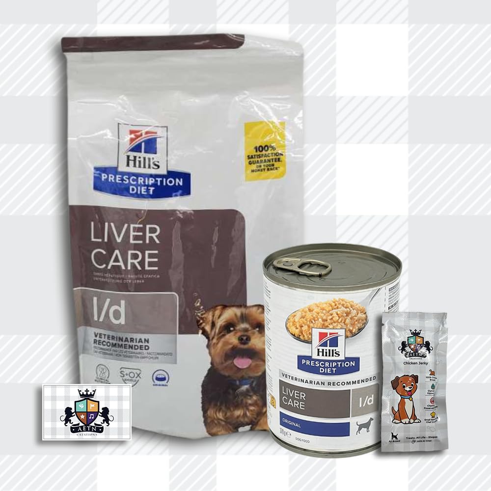 AETN Creations L/D Liver Care Bundle 1.5kg Dry Food with 1x370g Wet for Adult Dogs with Liver Disorders with AETN Chicken Jerky Dog Treat