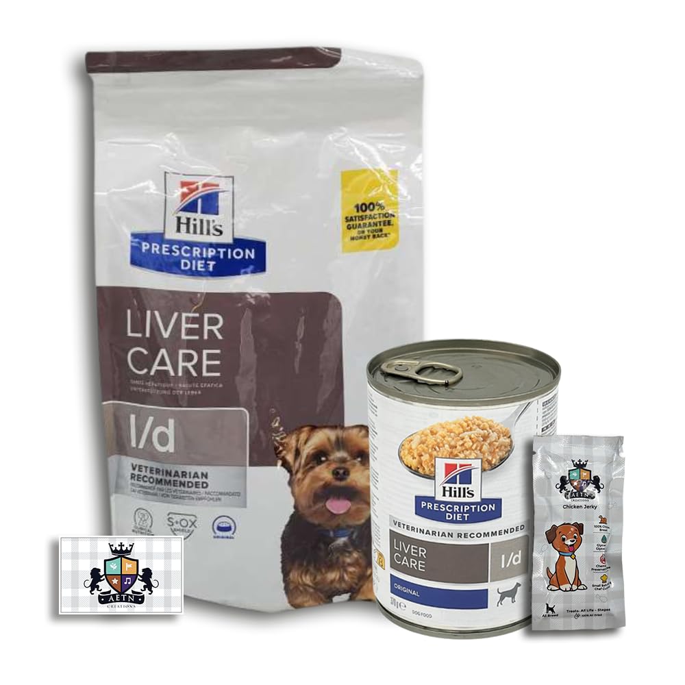 AETN Creations L/D Liver Care Bundle 1.5kg Dry Food with 1x370g Wet for Adult Dogs with Liver Disorders with AETN Chicken Jerky Dog Treat
