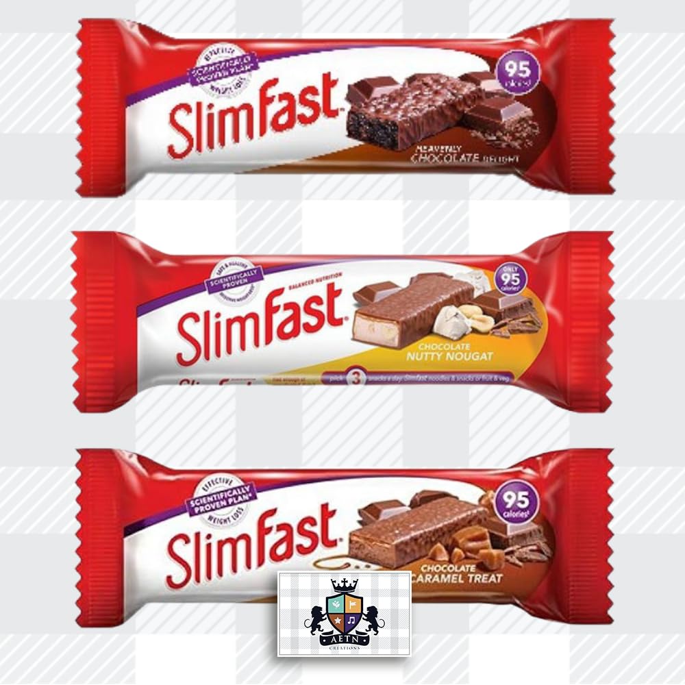 AETN Creations Slim Fast Meal Replacement Diet Snack Bars Ultimate Variety Box 24 Bars Each less than 100 Calories with the AETN waist tape measure