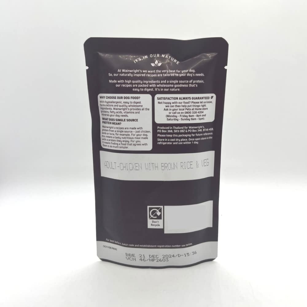Wainwright's Adult Complete Turkey With Rice 2KG Hypoallergenic & Wheat Free Dry Dog Food Combined With Wainwrights Wet Chicken Pouch