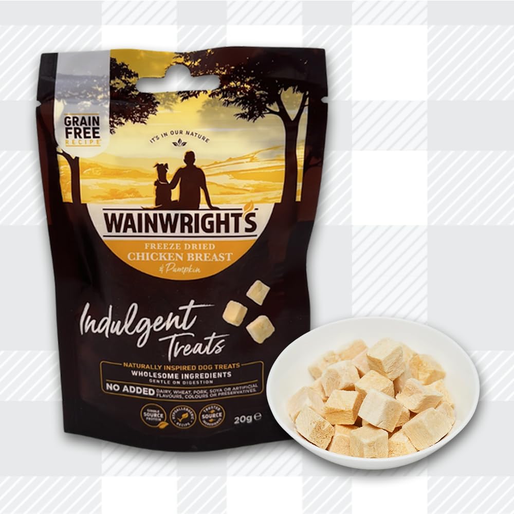 AETN Creations Dog Treat Bundle - Wainwright's Freeze Dried Chicken Breast & Pumpkin Adult 2x20g plus AETN Jerky Treat, Perfect Reward for Adult Dogs