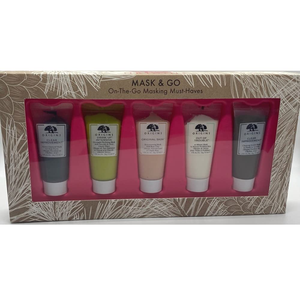 Origins Mask&Go – Luxurious Gift Set Five FaceCare Solutions On-the Go Promise To Cleanse, Exfoliate, Hydrate, Nourish, Calm, Brightening And Rescue All Skin Types