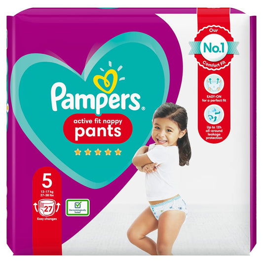 Pampers Active Fit Nappy Pants Size 5, 12-17 kg, 27 Nappies