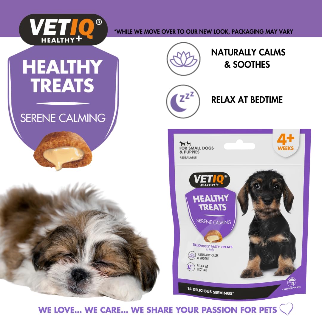 VETIQ Healthy Treats Serene Calming for Puppies & Small Dogs (50g) Puppy Calming Treat for Fireworks and Separation Anxiety, Calming Dog Treats