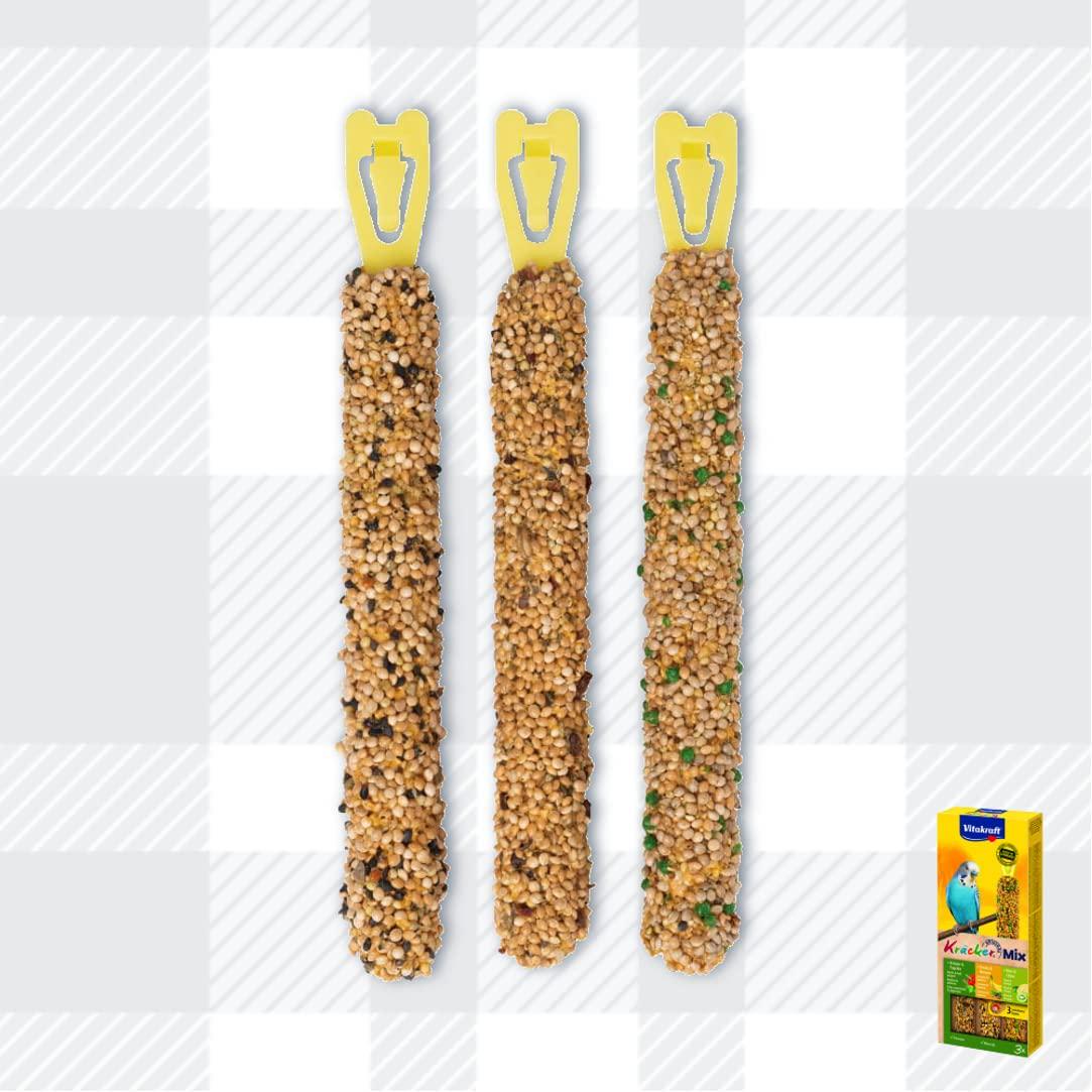 Delicious Mixed 2 Pack Of Cracker Treats For Budgies From Vitakraft Plus AETN Creations Fridge Magnet Kracker Bird Food Double Baked With Vitamins, Banana, Paprika And Kiwi Sticks