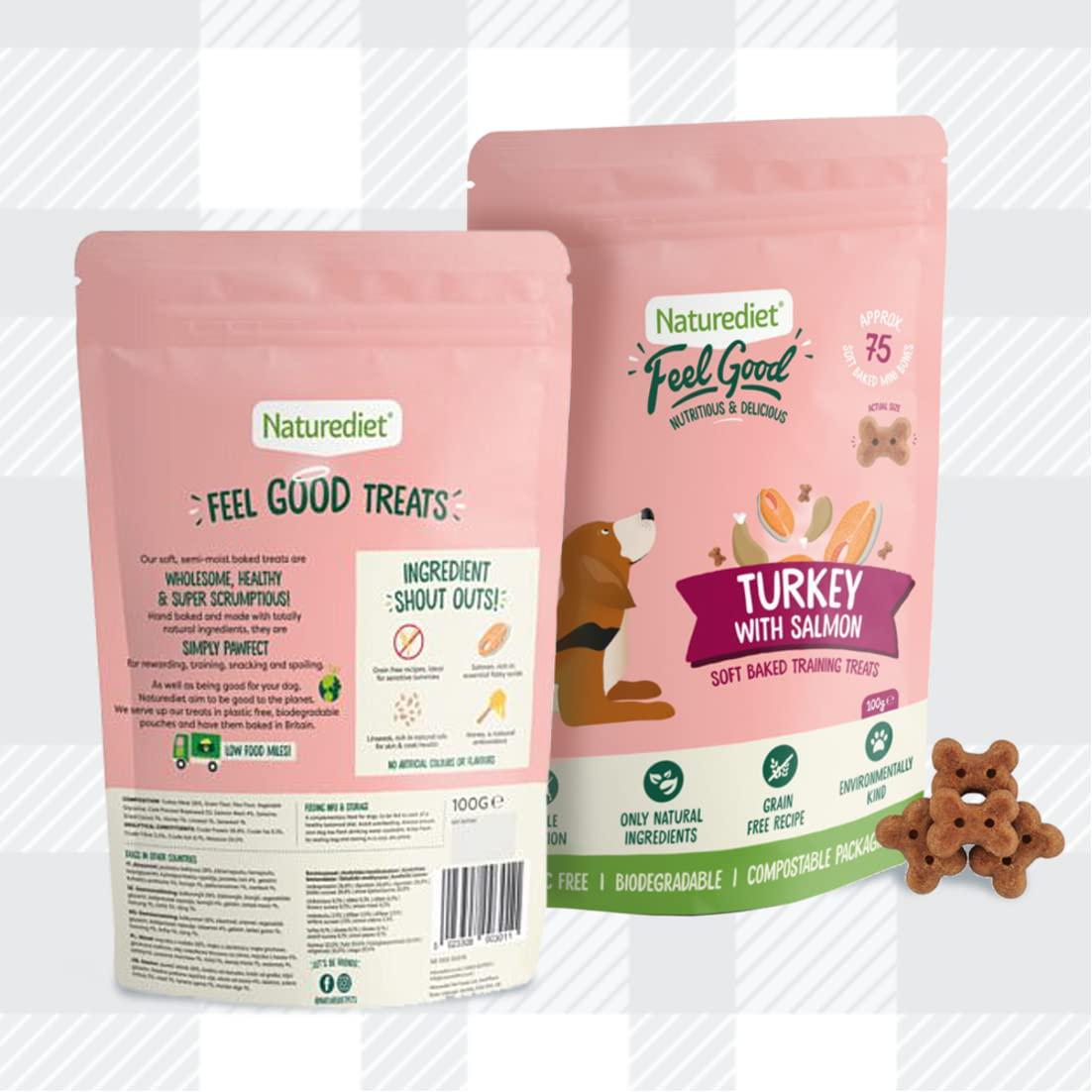 Training Treats For Dogs Pack Of 2x100g Feel Good Turkey With Salmon Flavour Soft Baked Biscuits In Natural Ingredients Plus AETN Creations Fridge Magnet Grain-Free Snacks Over 2 Months